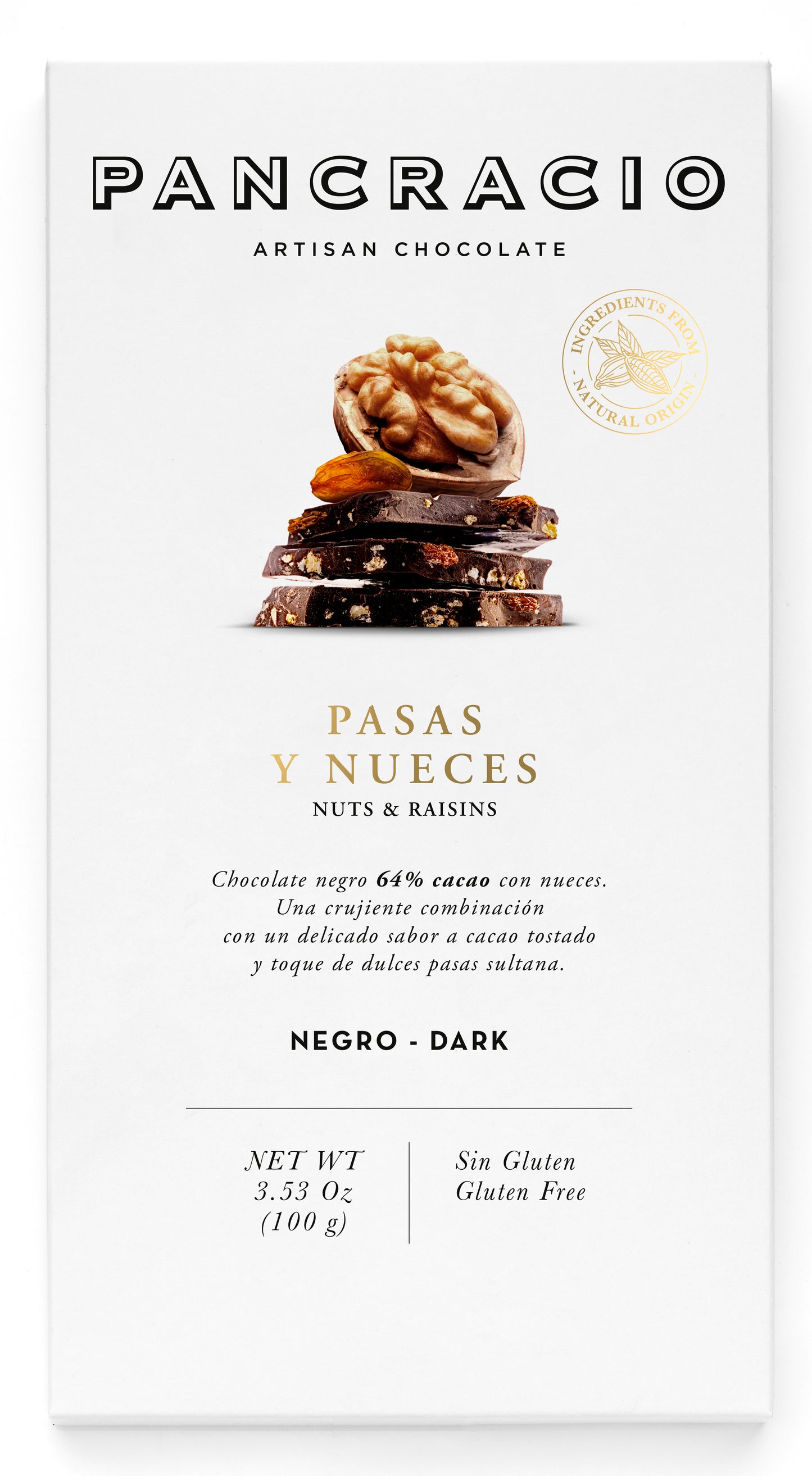 Занаятчийски шоколад PANCRACIO 100гр. - черен с ядки и стафиди